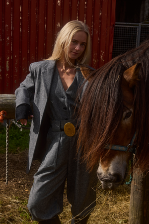Line Of Oslo West Tweed Vest Black 097
