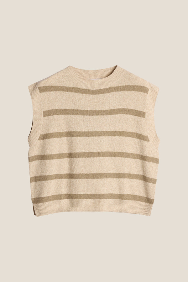 Line Of Oslo Wolf Vest Top Stripe brown/sand 074