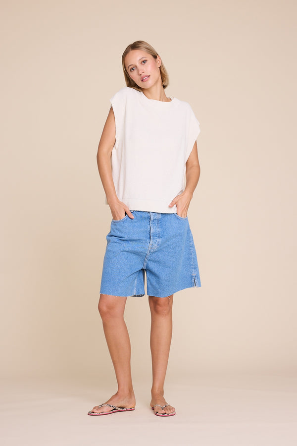 Line Of Oslo Wolf Vest Top Creme 091