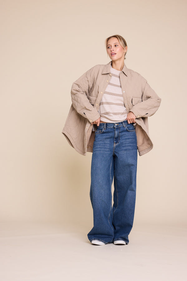 Line Of Oslo Wolf Vest Top Stripe brown/sand 074