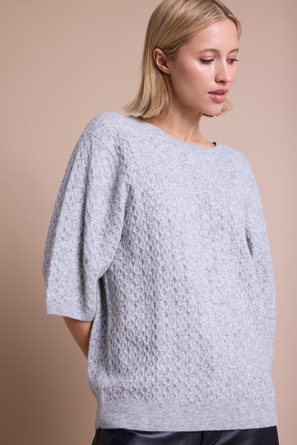 Line Of Oslo Yak Calm Strikket Topp Knitted sweater Grey Melange 006