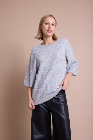 Line Of Oslo Yak Calm Strikket Topp Knitted sweater Grey Melange 006