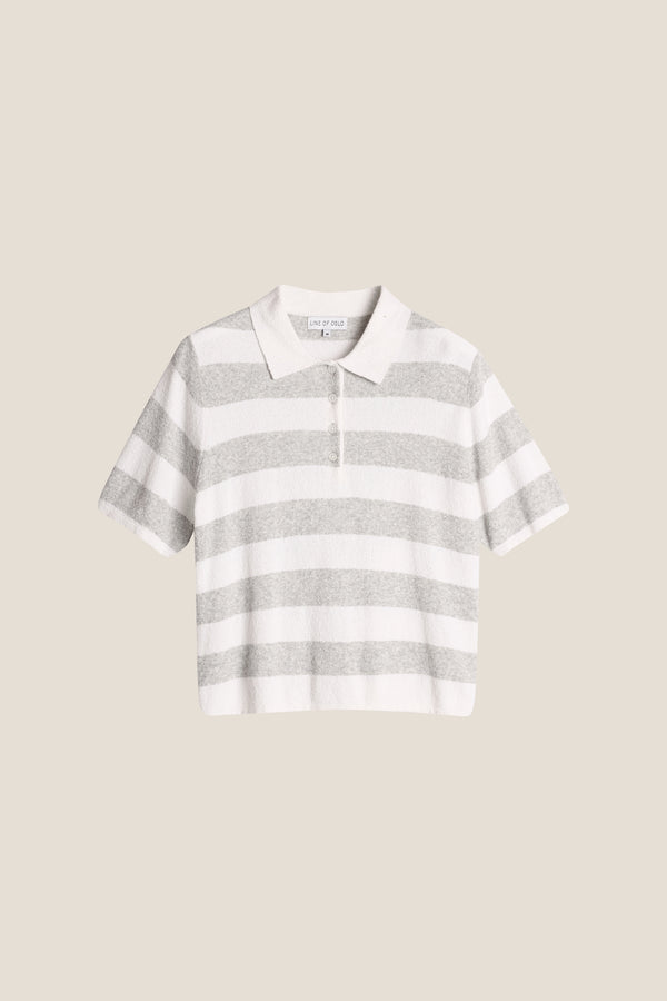 Line Of Oslo Yasmin Knitted T-shirt Top Stripe grey/creme 073