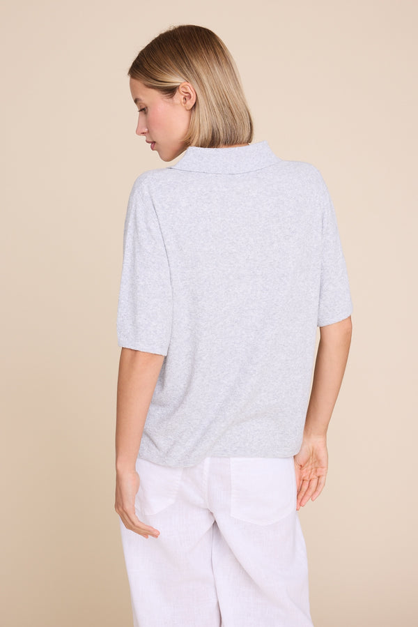 Line Of Oslo Yasmin Knitted T-shirt Top Grey Melange 006
