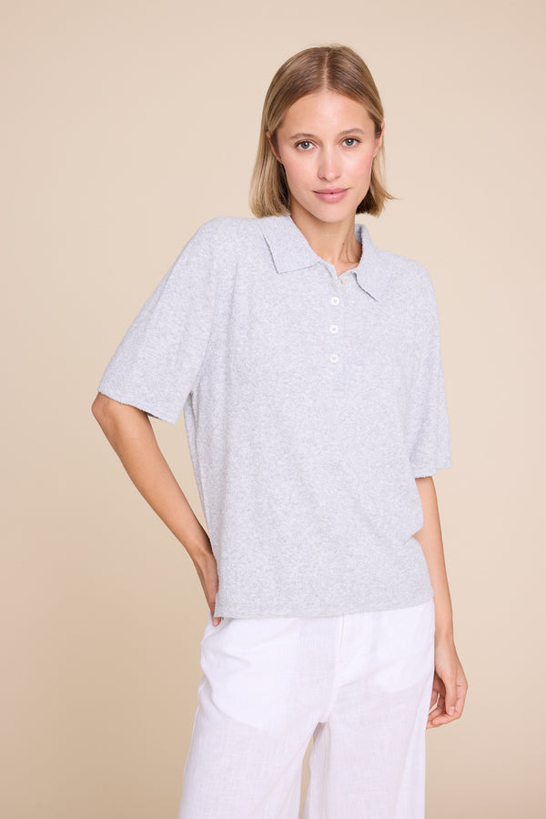 Line Of Oslo Yasmin Knitted T-shirt Top Grey Melange 006
