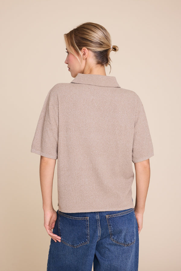 Line Of Oslo Yasmin Knitted T-shirt Top Sand 069